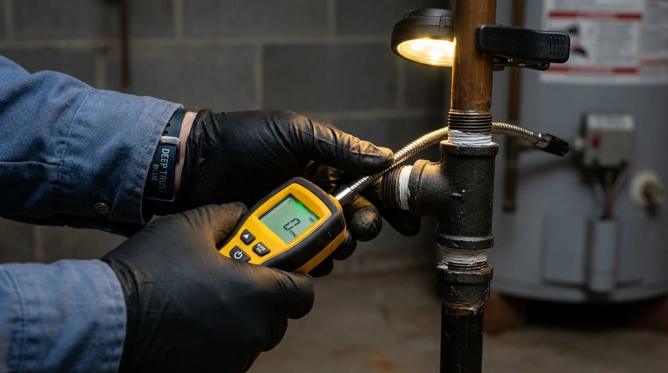 Gas leak detection with electronic sniffer by Johns Plumbing LLC in Haslet