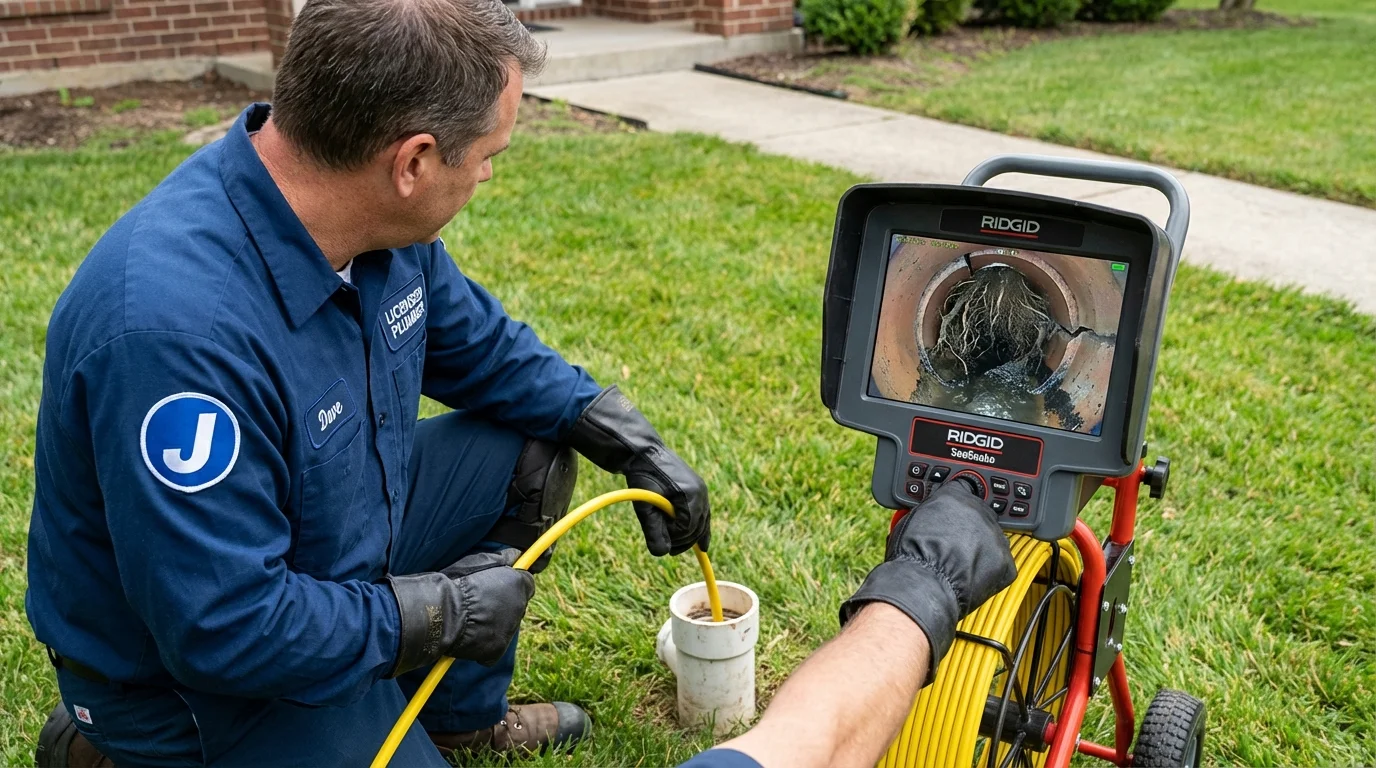 Sewer camera inspection being performed by Johns Plumbing LLC in Haslet