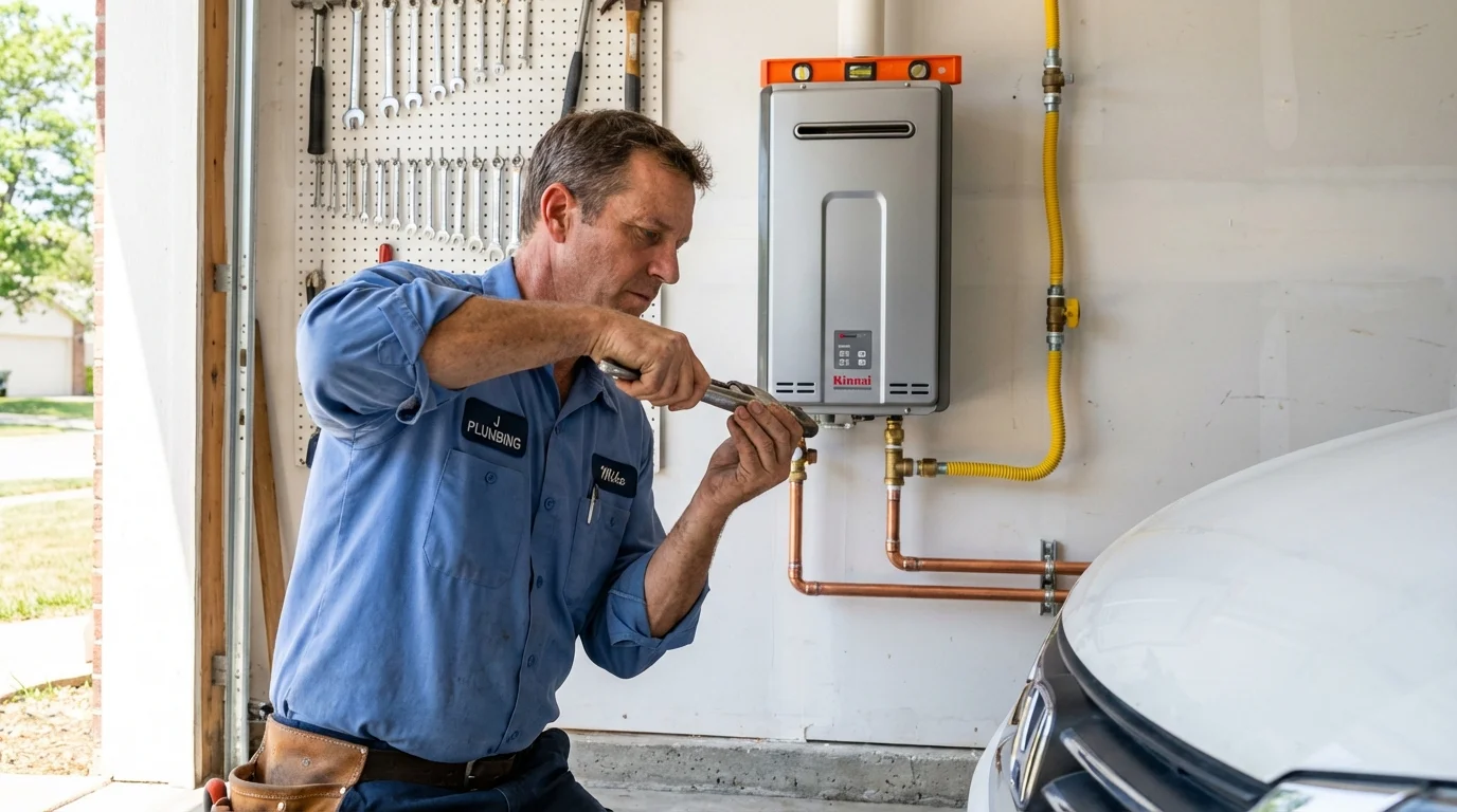 Tankless water heater installation by a Johns Plumbing LLC plumber in Haslet
